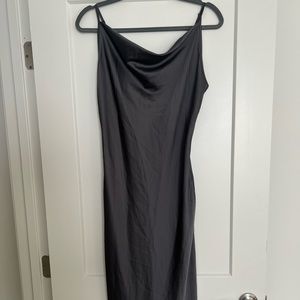 Satin Slip Dress with Draped Cowl Neck